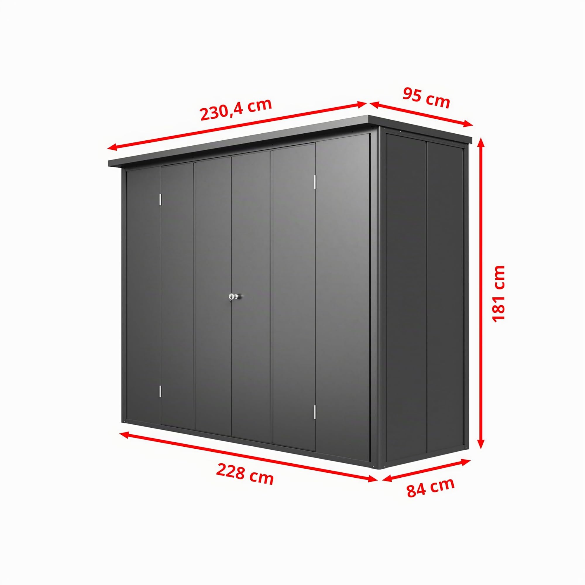GFP Primeyard Armoire de Jardin en métal 228x84x181 cm Abris de Jardin Anthracite, Plancher Inclus