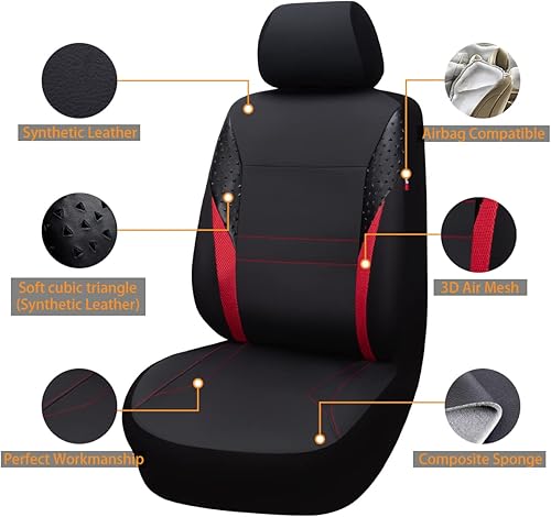 Miniatura 10 de Flying Banner Juego completo de fundas de asiento de automóvil, malla de cuero sintético, asiento trasero, dividido, a la moda, para mujer,