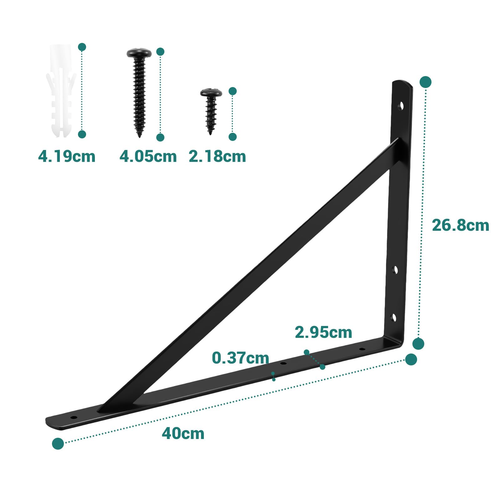 Home Master Hardware robuste Regalhalterungen, 40,6 x 25,4 cm, schwarzes Metall, Wandhalterungen für Regale, L-förmige Regalwinkel-Halterung für schwebende Regale, 6 Stück