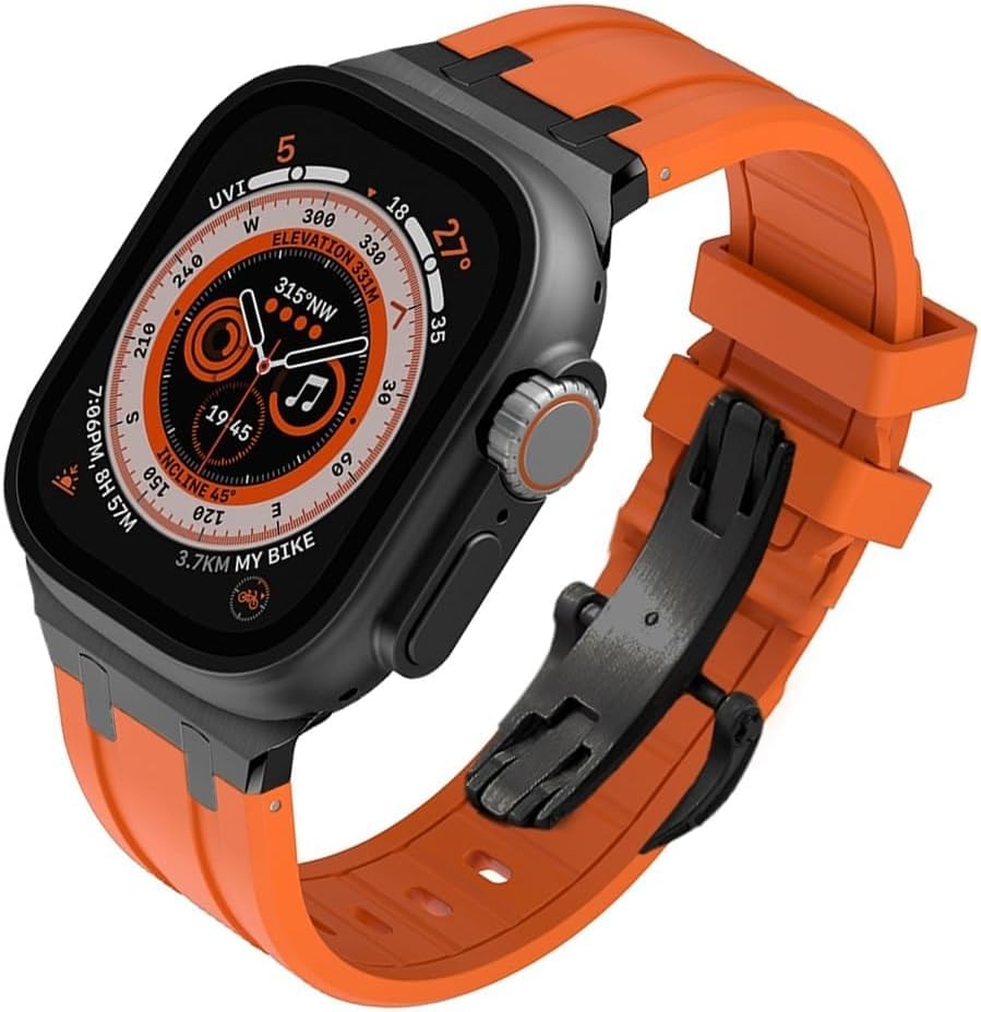 Bracelets de montre en caoutchouc homme pour Apple Watch 45mm, du bureau au sport