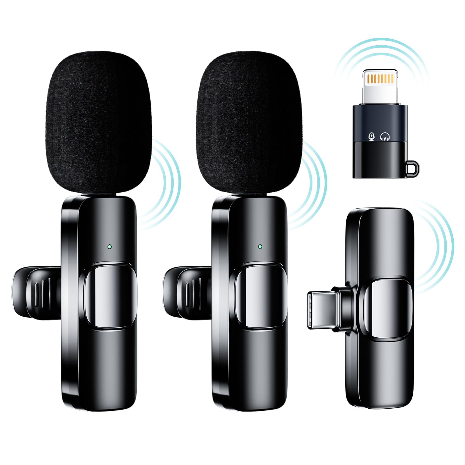 LTLIUU 2 Pack Wireless Lavalier Microphone for iPhone/iOS/Android - Crystal Clear Sound Quality for Recording, Live Streaming, YouTube, Facebook, TikTok