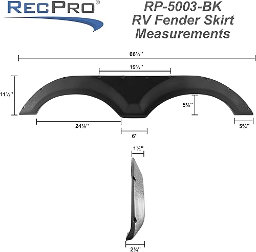 Miniatura 5 de RecPro Falda de guardabarros tándem RV  68 12 pulgadas de ancho x 12 pulgadas de alto blanco 2 guardabarros