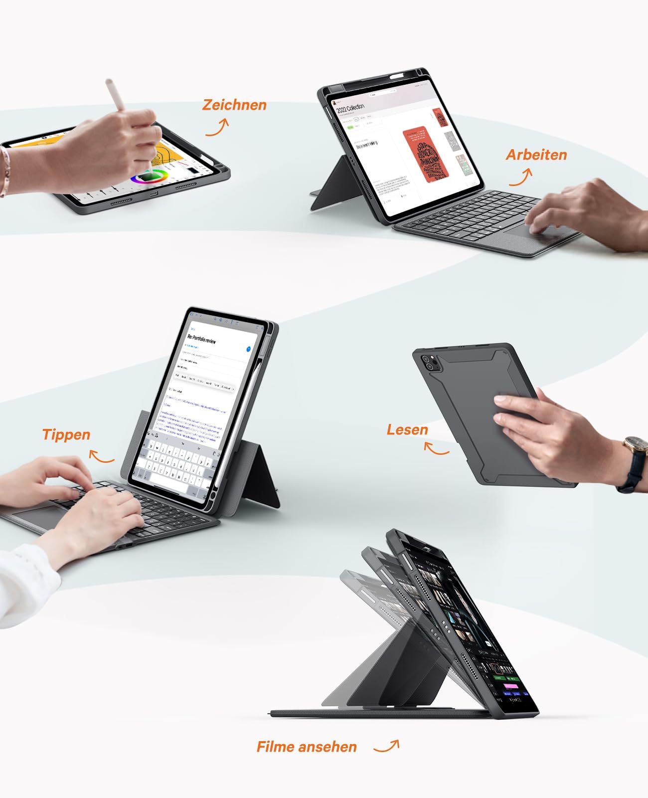 CHESONA Tastatur Hülle für iPad Air 11"(M4/M3/M2), Air 5/4, Pro 11(1-4 Gen)