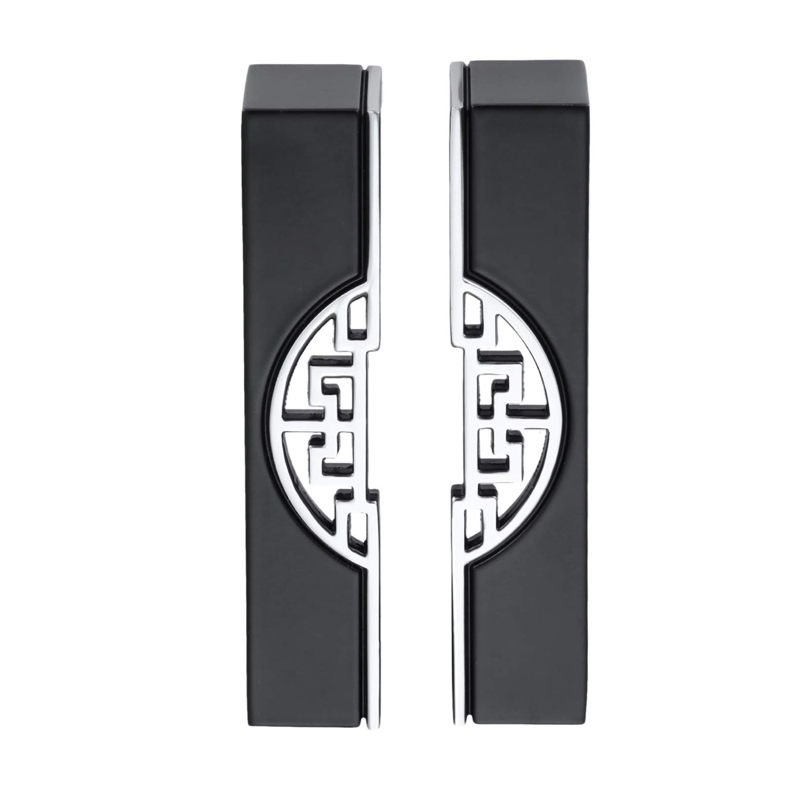 Mgoodoo Black Outdoor Pull Handles For Doors Pull Handle 96Mm For Outside Internal Shed Door Zinc Alloy Knobs Hole Pitch-Pack Of 2