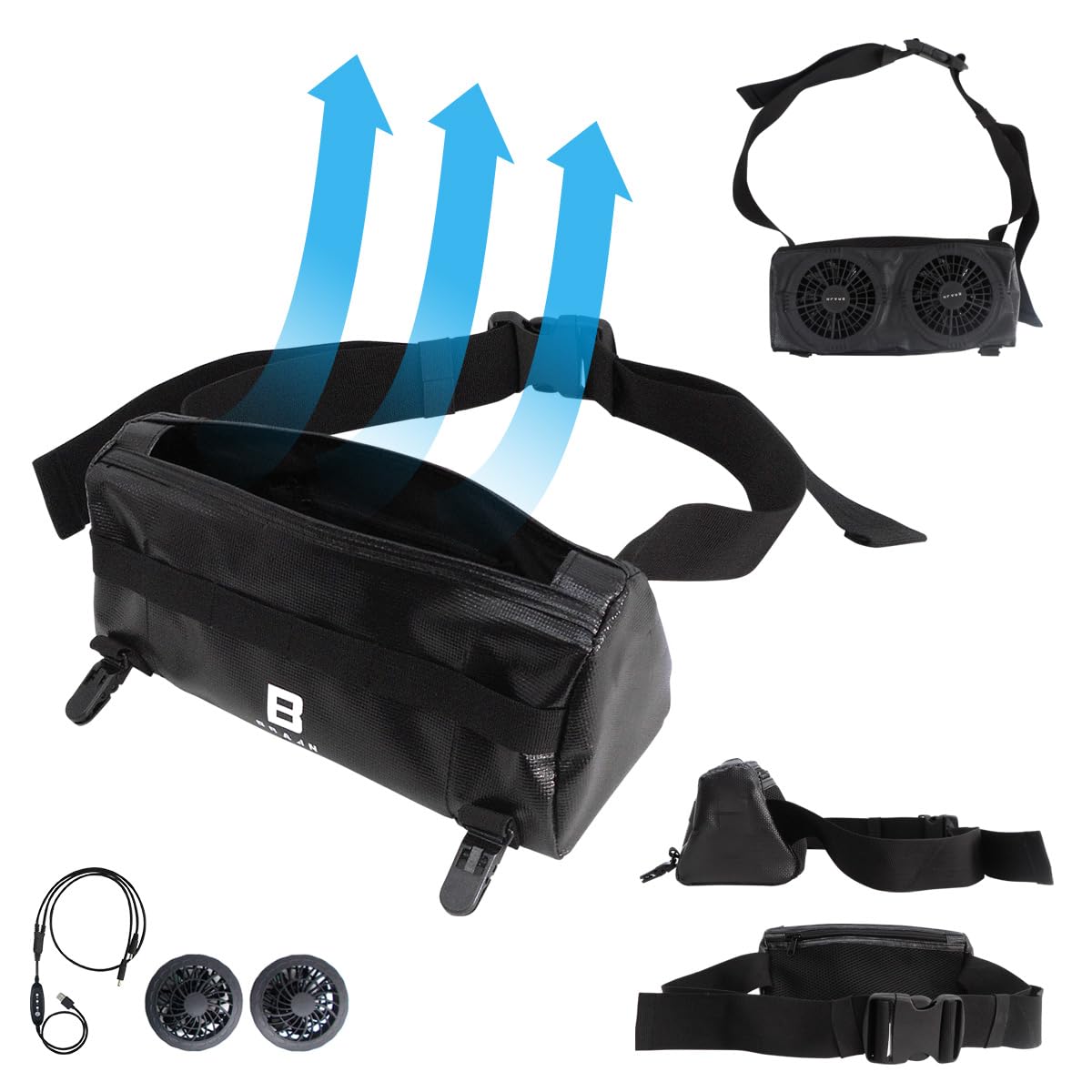 Amazon.co.jp: クーリングウエストポーチ【BR-S696 ファン付きポーチ