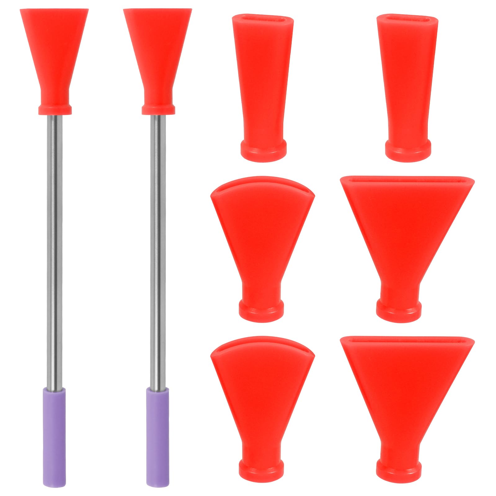 Ghshanog Red 8Pcs Stainless Steel Straw Blow Nozzles Set,Fluid Art Blowing Tool Set With 4 Size Nozzles And Plastic Mouthpieces,Accessories Tool For Fluid Art Bloom And Dutch Pouring(Red)