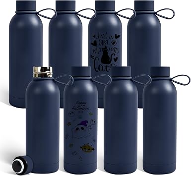 Sublimation Blanks, 8 Pack 17 oz Tumblers Double-wall Insulated Stainless Steel Water Bottle Sublimation with Silicone Ring Coffee Cups, Matte Darkgreen