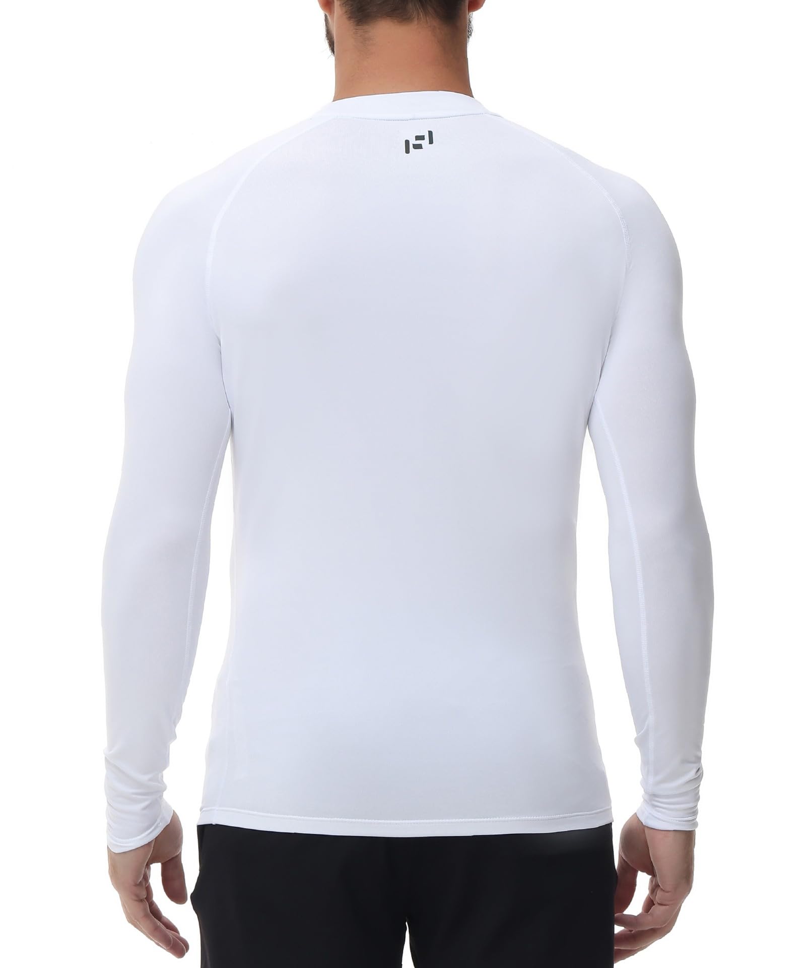 HUGE SPORTS Maillot Thermique pour Homme Hiver Sous-Vêtements Thermiques à Manches Longues Séchage Rapide Course Cyclisme, Blanc/blanc, Medium