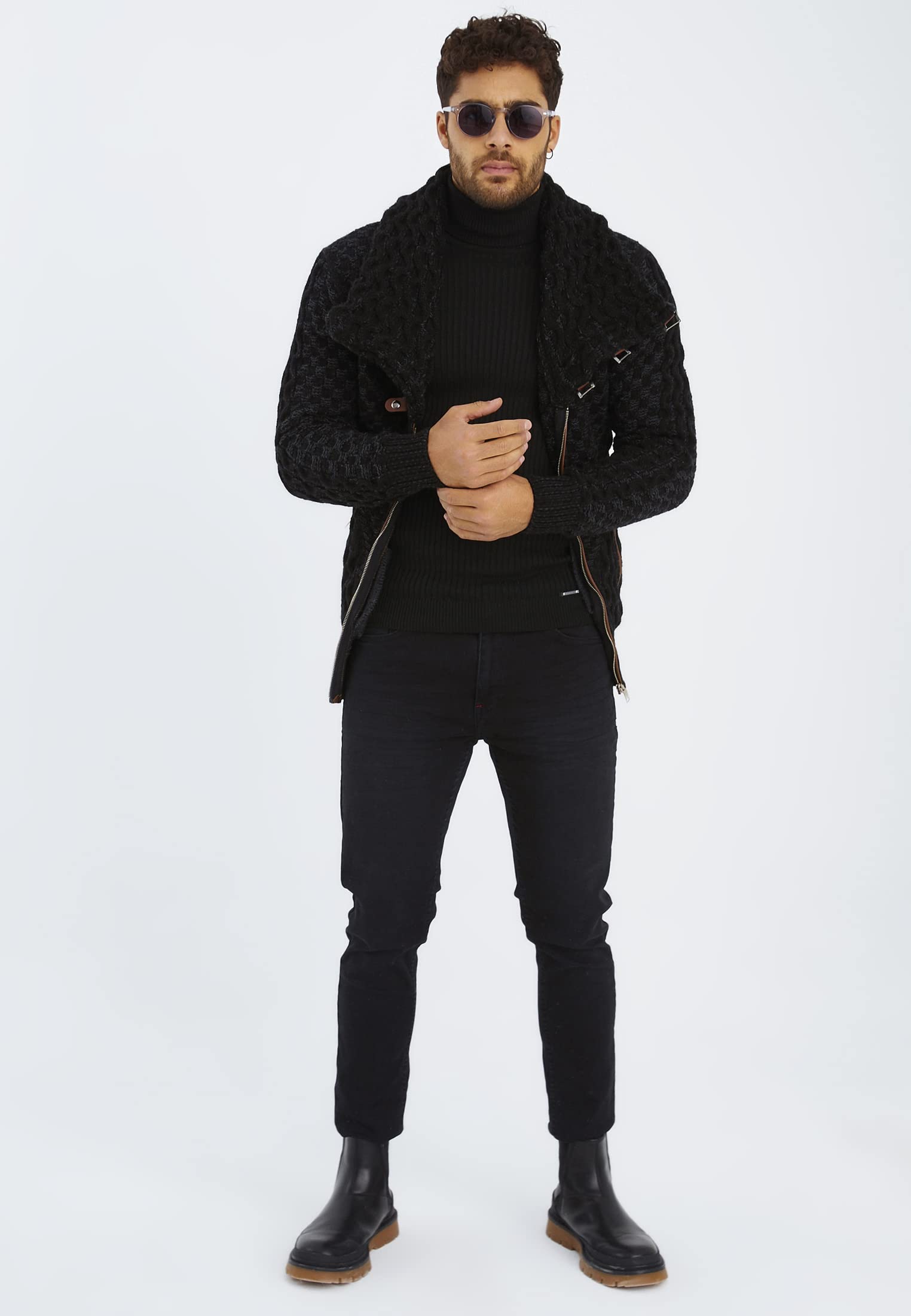 Leif Nelson Herren Strickjacke mit Reißverschluss in Regular Fit, Männer Cardigan in Langarm Design, ideal für Casual und Business-Looks