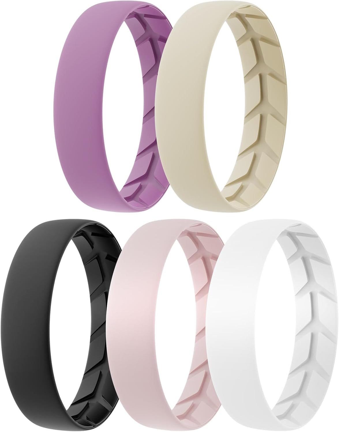 Silicone Anniversary Ring Women,Breathable Design Womens Silicone Wedding Rings,Suitable for Sports,Workout,Gym,5.5mm Wide-2mm Thick,Variety Multipack 1-8