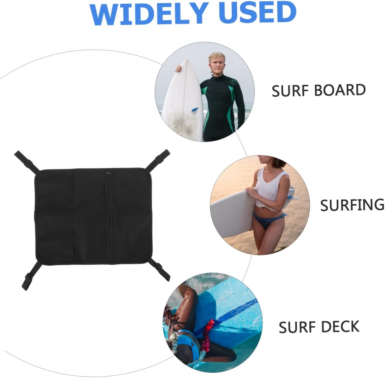 Paddleboard Mesh Deck Bag with Buckle, Kayak Deck Organizer Pouch, Water-resistant Storage Net for Stand-up Paddleboarding and Surfboard Accessories