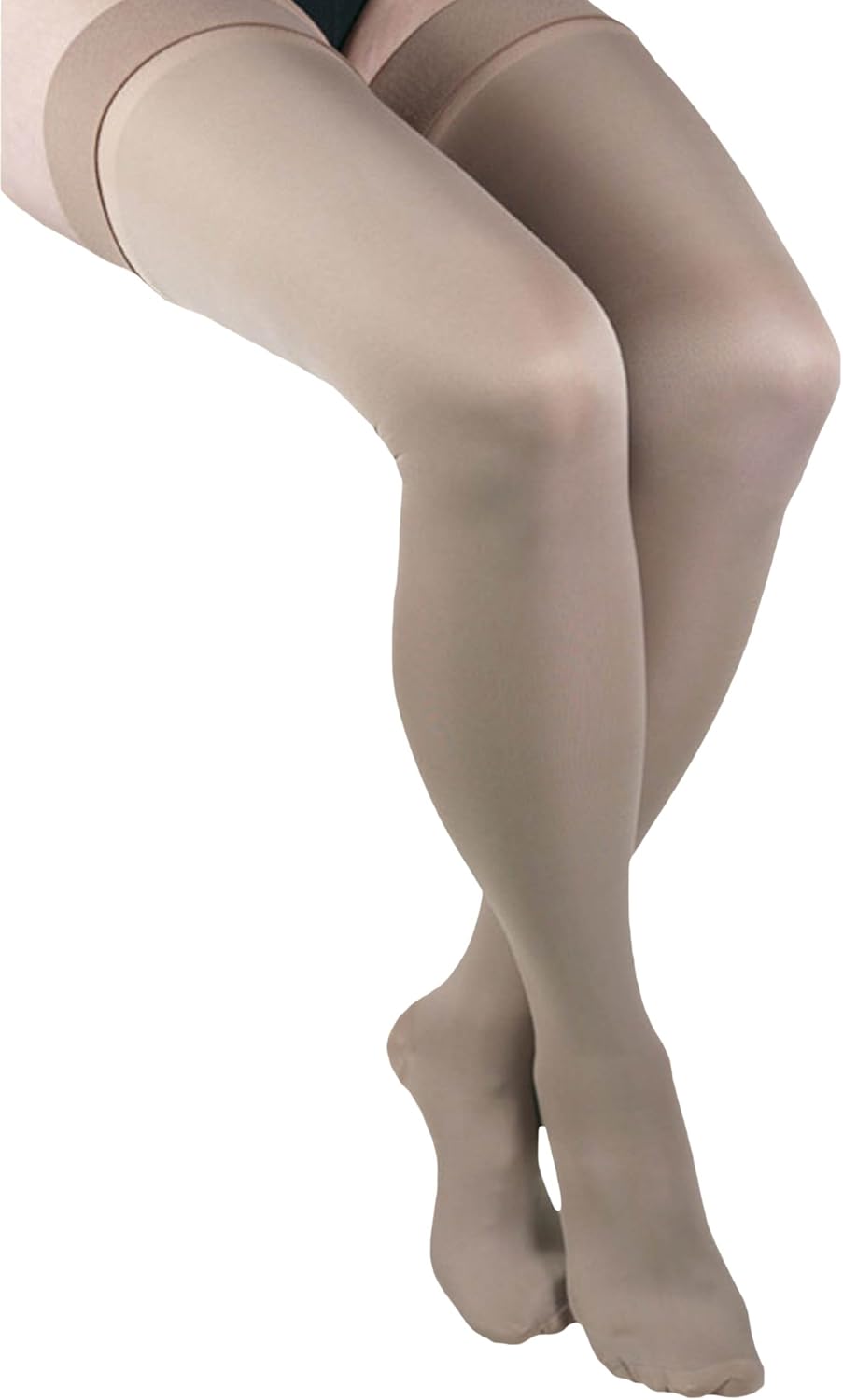 ITA-MED Microfiber Thigh Highs - Compression (25-35 mmHg): H-306(3), Pack of 3, Large, Beige