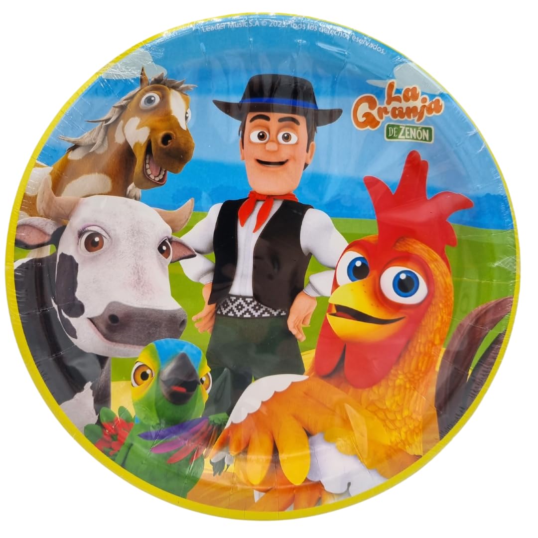 BeenSmile, LA GRANJA DE ZENON 8 Plates 23 cm Disposable Plates for Children's Birthday Parties Theme Party Decoration