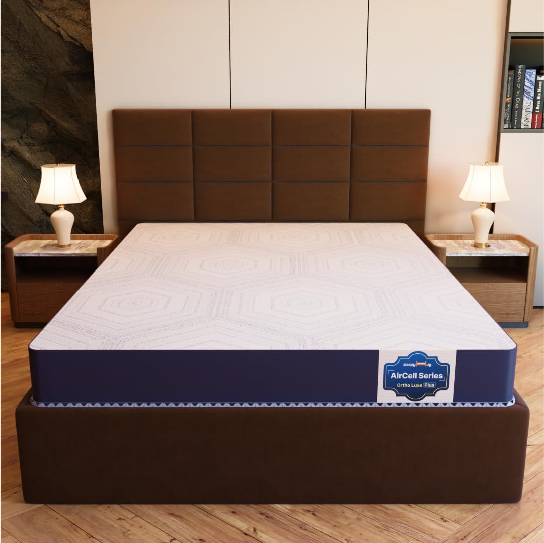SleepyHug AirCell Ortho Luxe Plus 6 inch Orthopedic Mattress, CoolFlow Memory Foam Mattress with Honeycomb Grid Perfect for King size Bed, for Back…
