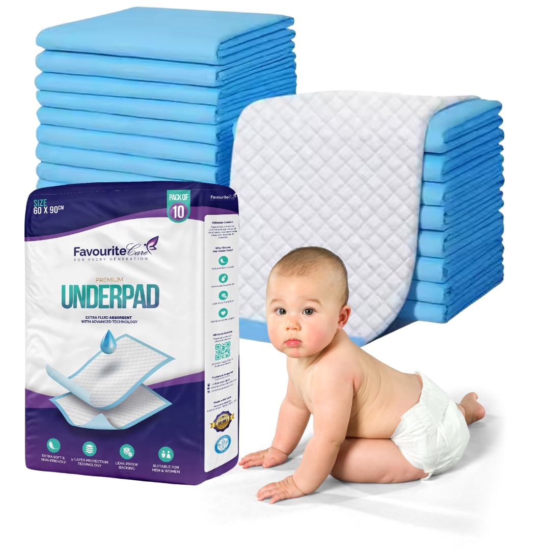 Favourite Care Baby Changing Underpads – 60x90 cm, Pack of 10 | Portable Disposable Travel Pads for Baby & Adult Use-image-8