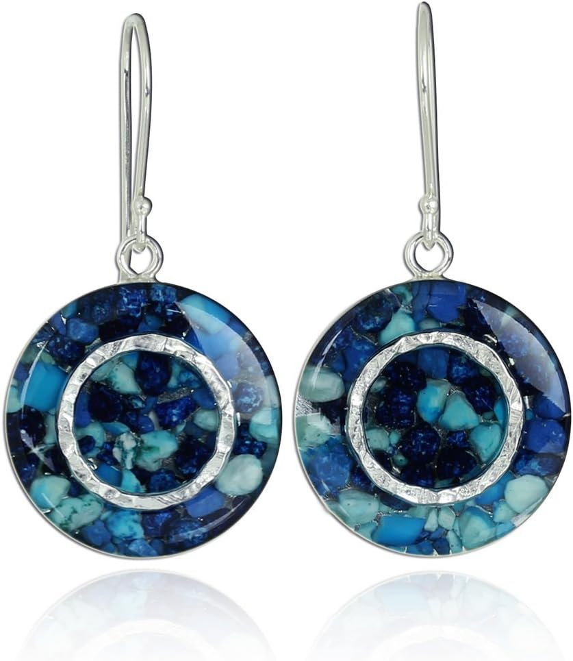 Stera Jewelry Shades of Blue Gemstone Cluster Earrings or Necklace 925 Sterling Silver with Enamel Coating