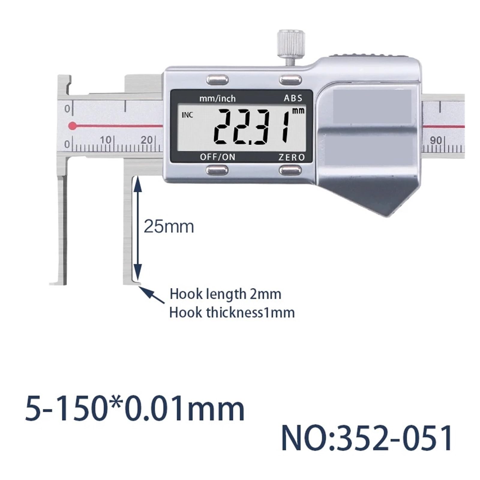 Calibrador electrónico, herramienta de medición de ranura interior y exterior de 5 a 150 mm, calibrador vernier for orificios interiores(5-150mm)
