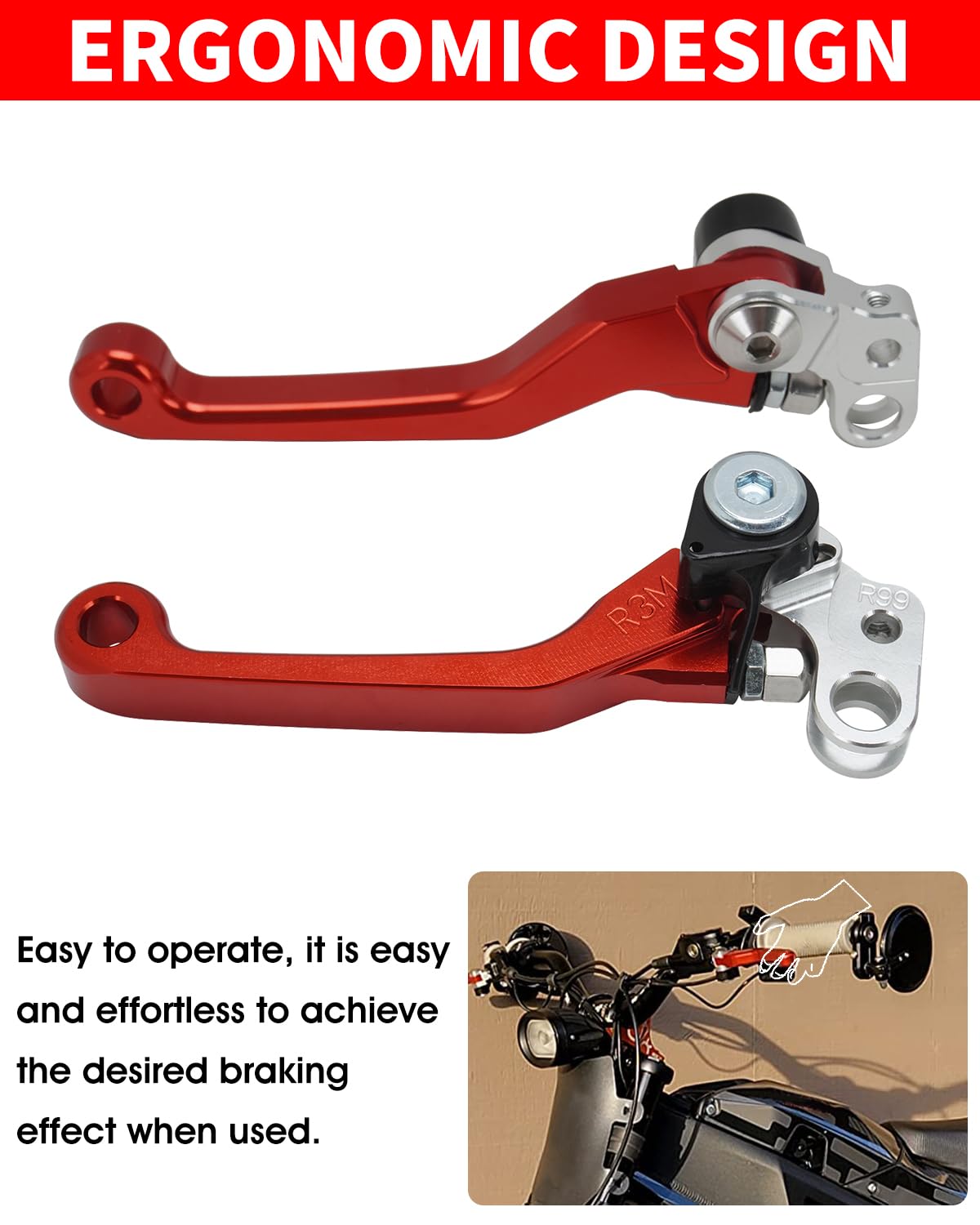 JFG RACING Leve del freno per Surron Light Bee, leva della frizione pieghevole e regolabile, ricambio per bici da cross elettrica Sur Ron Light Bee X/Light Bee S/X160/X260-rosso