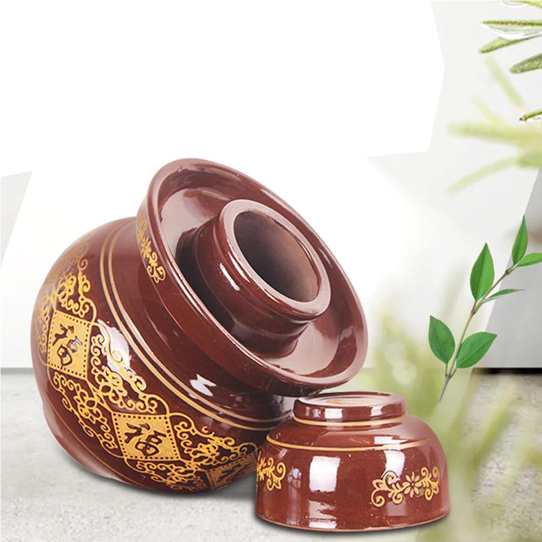 Duży ceramiczny słoik na marynaty z pokrywkami, tradycyjny chiński porcelanowy słoik do marynowania, ceramiczny garnek fermentacyjny z uszczelką wodną pokrywką śluzy powietrznej, garnek do kiszonej
