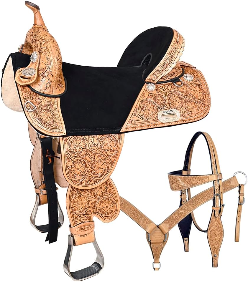 HILASON Western Horse Saddle Treeless American Leather Barrel | for Horses