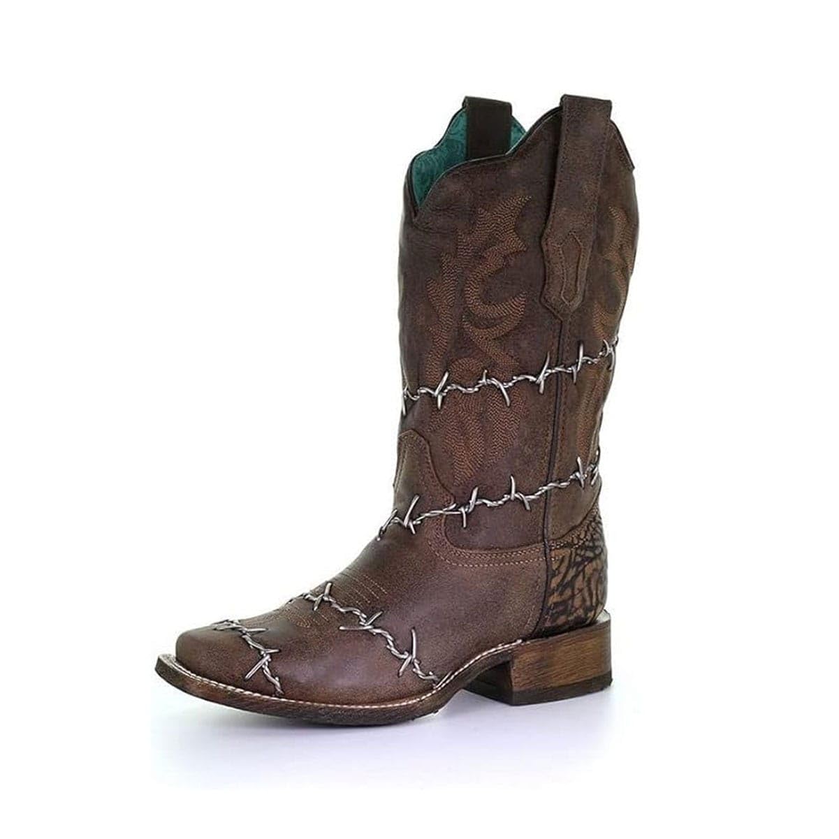 CORRAL LADIES BROWN BARBED WIRE WOVEN SQ. TOE RODEO COLLECTION LEATHER SOLE WESTERN A3815 product thumbnail 2