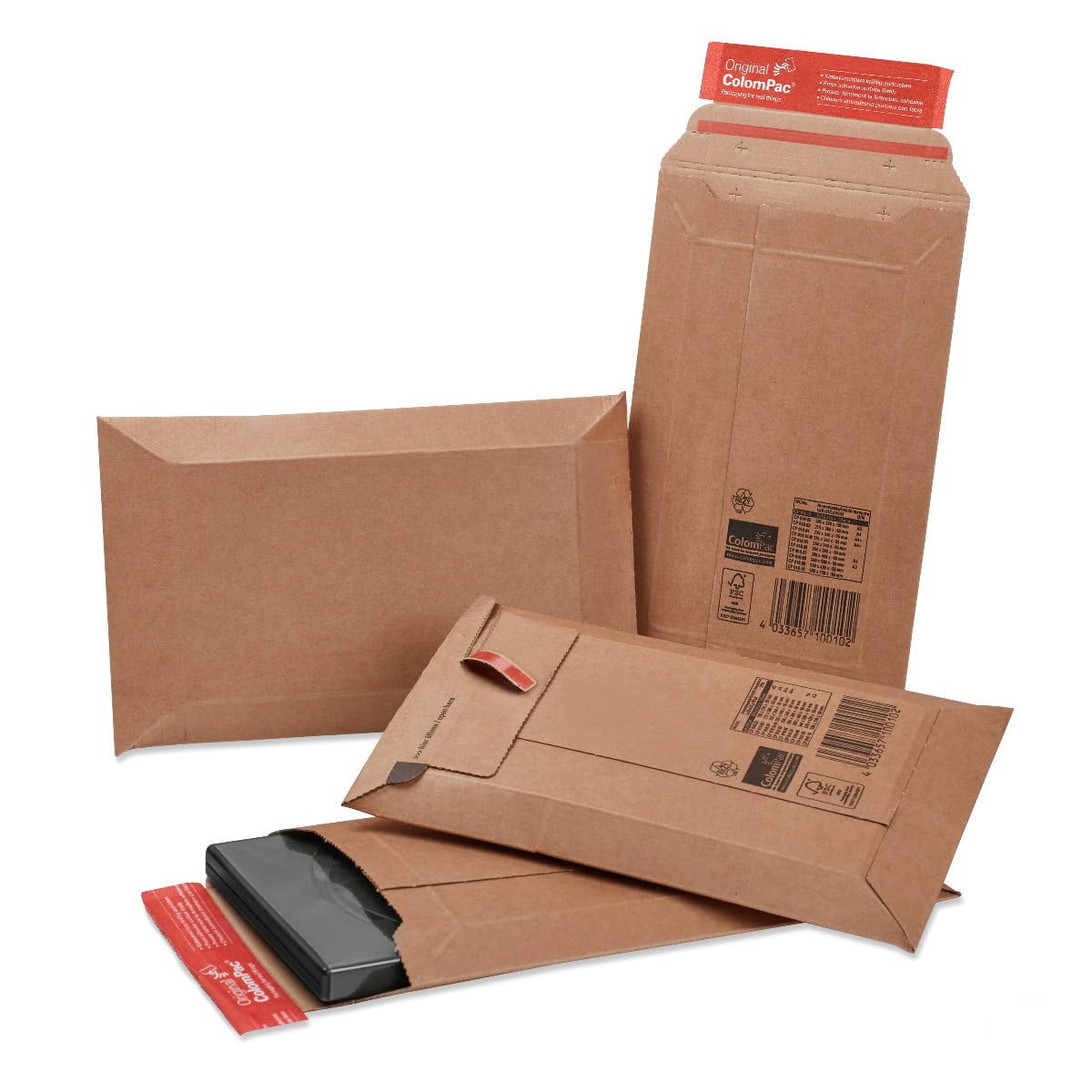 ColomPac CP 010.01 Versandtaschen 150x250 mm aus Wellpappe, braun | verschiedende Mengen wählbar (600)
