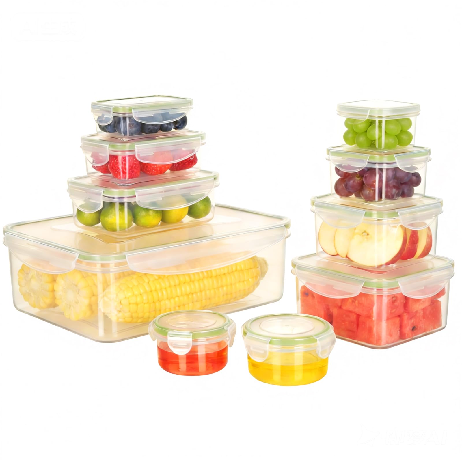 VINATO 10 Teiliges Frischhaltedosen mit deckel, Plastik Vorratsdosen Set, Rechteckig Kunststoff Meal Prep Boxen, BPA-frei Plastikbox, Gefrierdosen, 0.12-3.8L für Mikrowellen Spülmaschine Kühlschrank