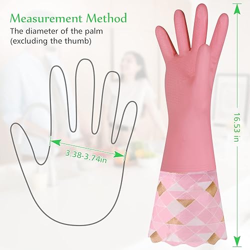 Miniatura 2 de Yiomxhi Guantes de limpieza para el hogar, 3 pares de guantes reutilizables para lavar platos, sin látex, guantes de cocina antideslizantes con
