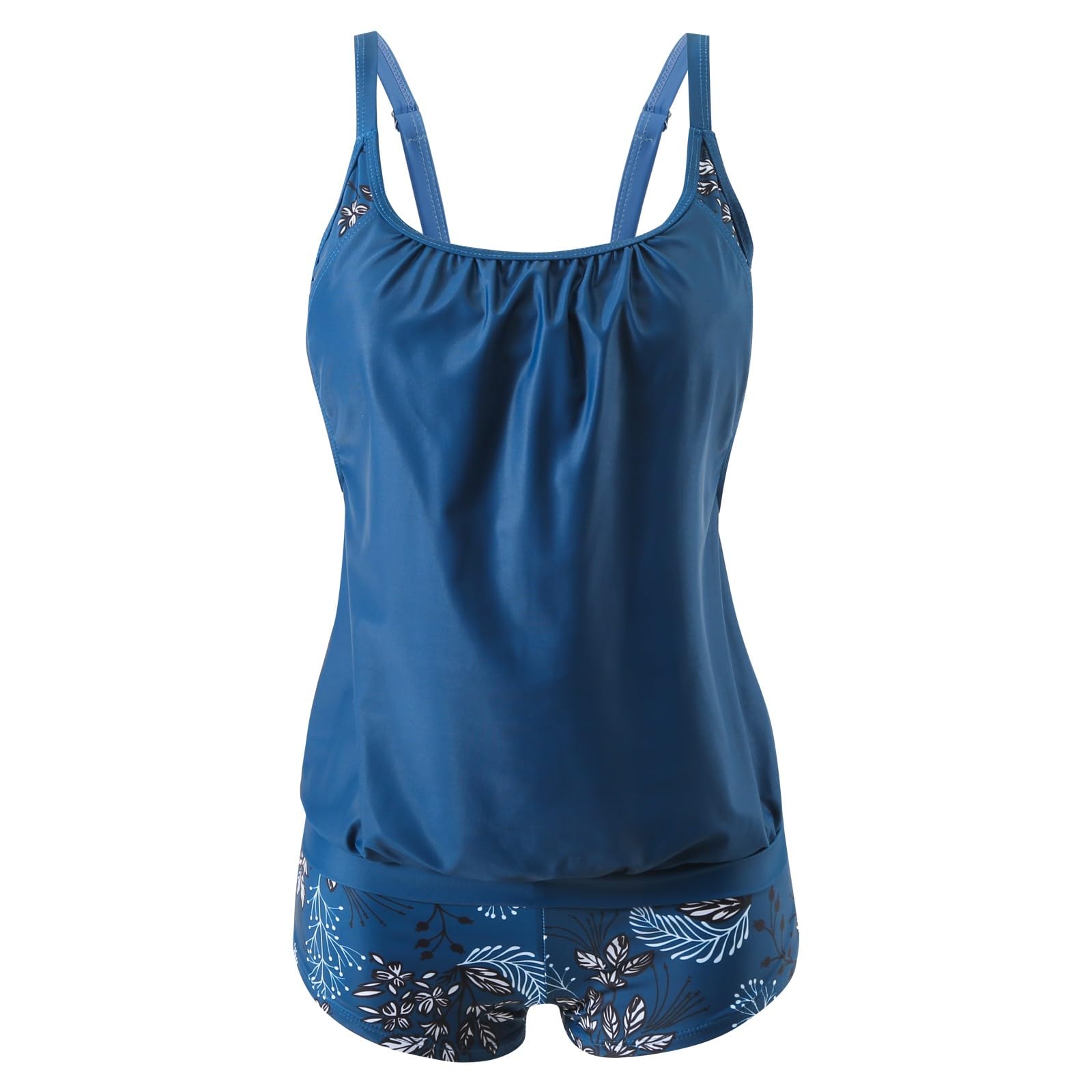 Maillot De Bain Femme 2 Pieces Shorty Tankini Grande Taille Ensemble Maillot De Bain Taille Haute Amincissant avec Armature Ete Swimwear