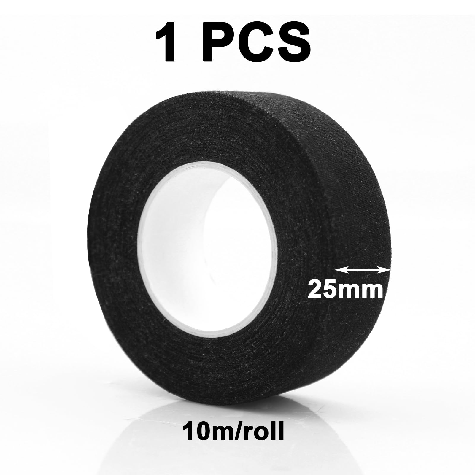1Rouleaux Ruban de Hockey,2.5cm x 10m,Adhésif Autocollant Grip Tape,Tape Hockey sur Glace,Surgrip Badminton Antidérapant,pour Raquette de Corde à Sauter Pôle de Golf (Noir)