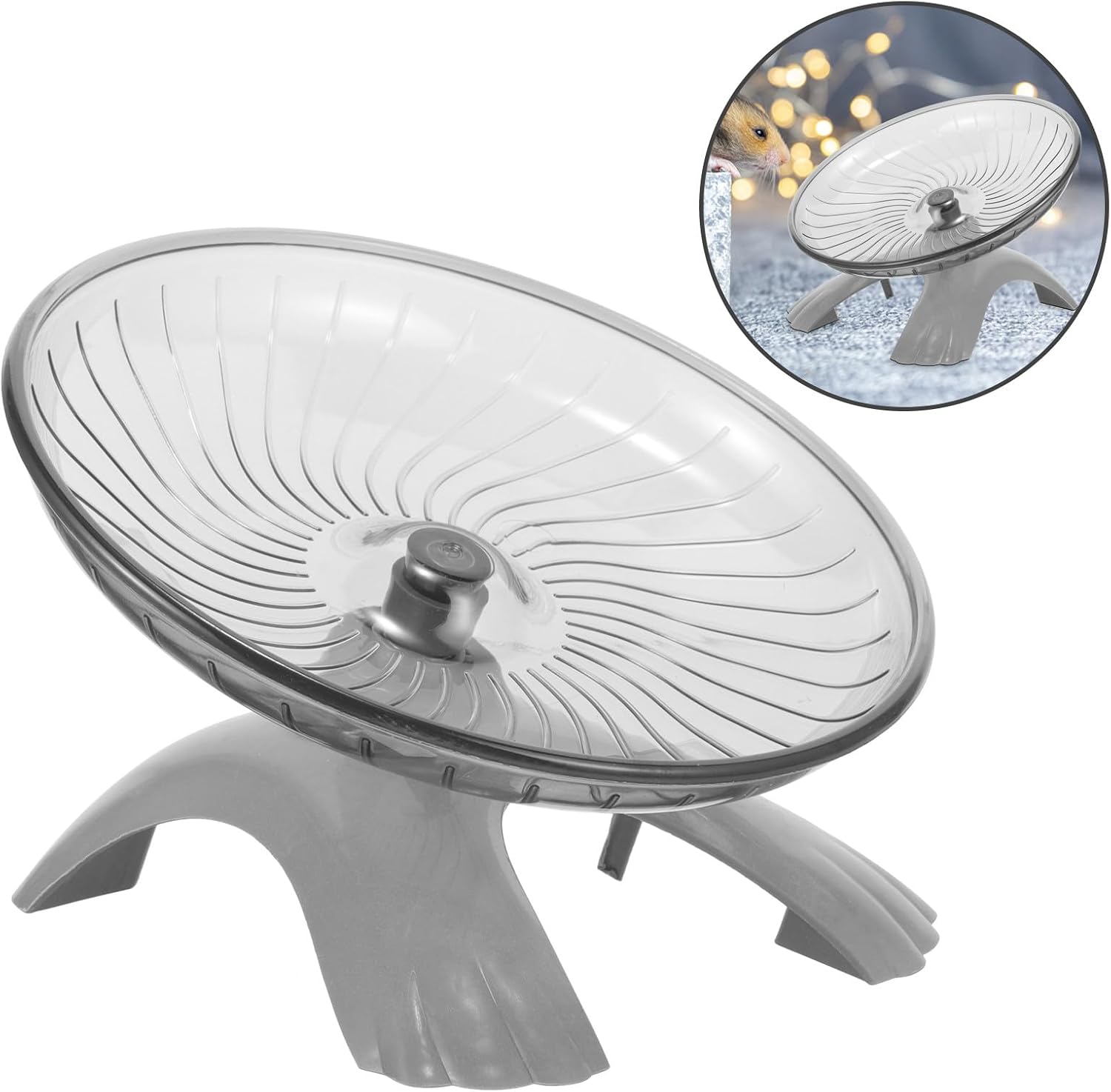 Alasum Hamster Running Wheel Pet Exercise Plastic Steel Bearing Silent Spin Wheel with Random Color Base for Small Animals Random Color