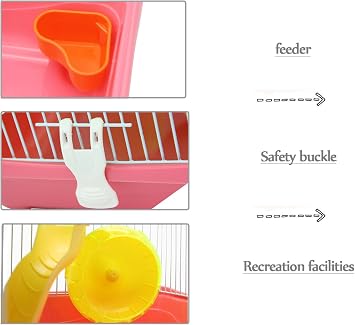 BPS BPS-1341 Hamster Cage with Ladder Drinker Exercise Wheel and House High Quality Multi-Colour Candy Colors Random Colour XL 35 x 26 x 31 cm