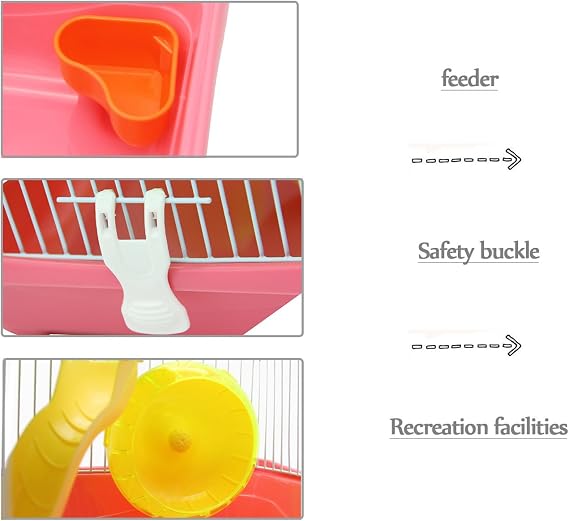 BPS BPS-1341 Hamster Cage with Ladder Drinker Exercise Wheel and House High Quality Multi-Colour Candy Colors Random Colour XL 35 x 26 x 31 cm