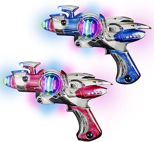 Miniatura 3 de ArtCreativity Juego de pistola de juguete Spin Ball Blaster y Super Spinning Space Toy Gun: 2 emocionantes juguetes con LED multicolor, efectos de