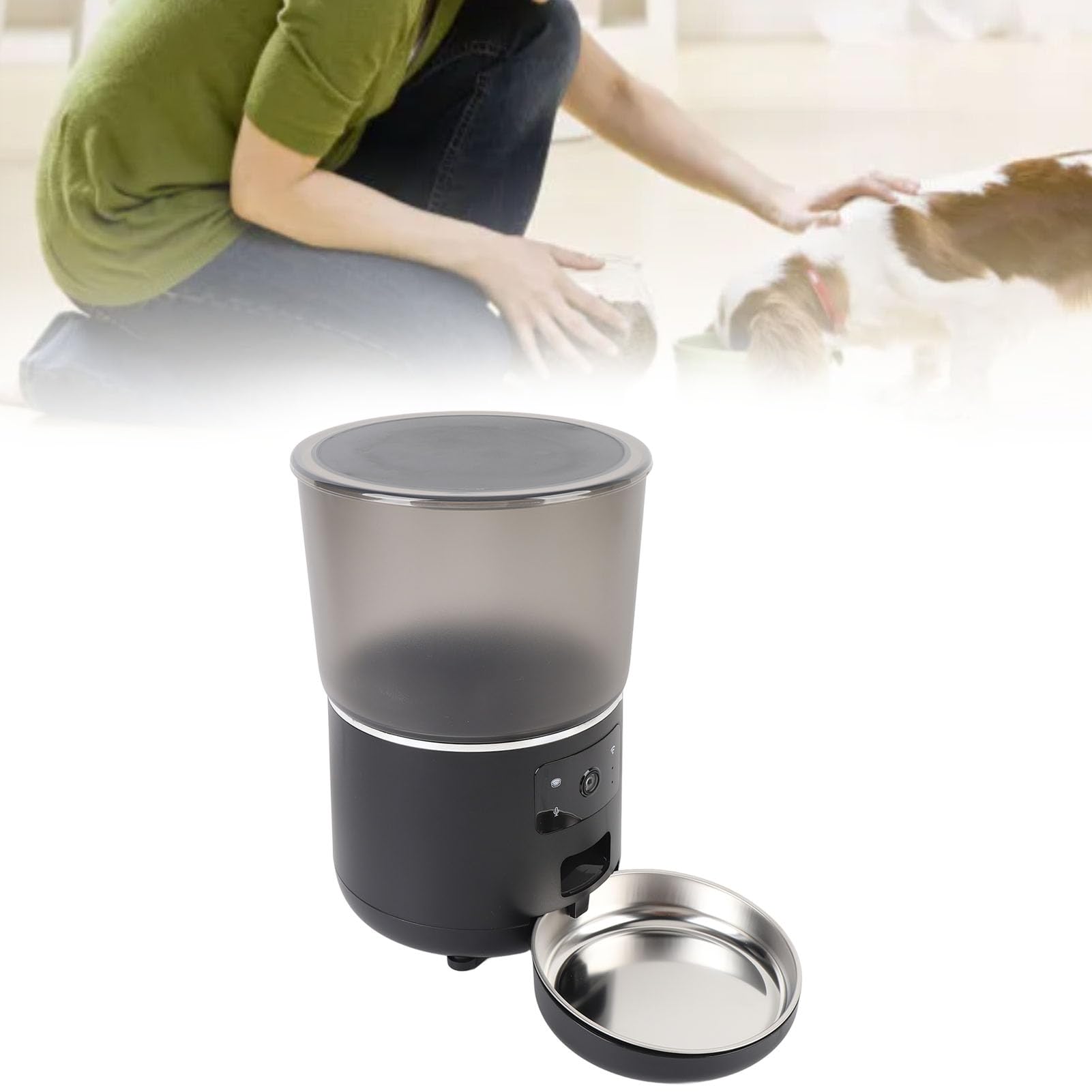 Topiky Comedero Automático para Gatos de 4 litros, Dispensador de Comida Seca con Temporizador, Control por Aplicación, Comedero para Mascotas con Control de Porciones, Diseño Des (Enchufe de la UE)