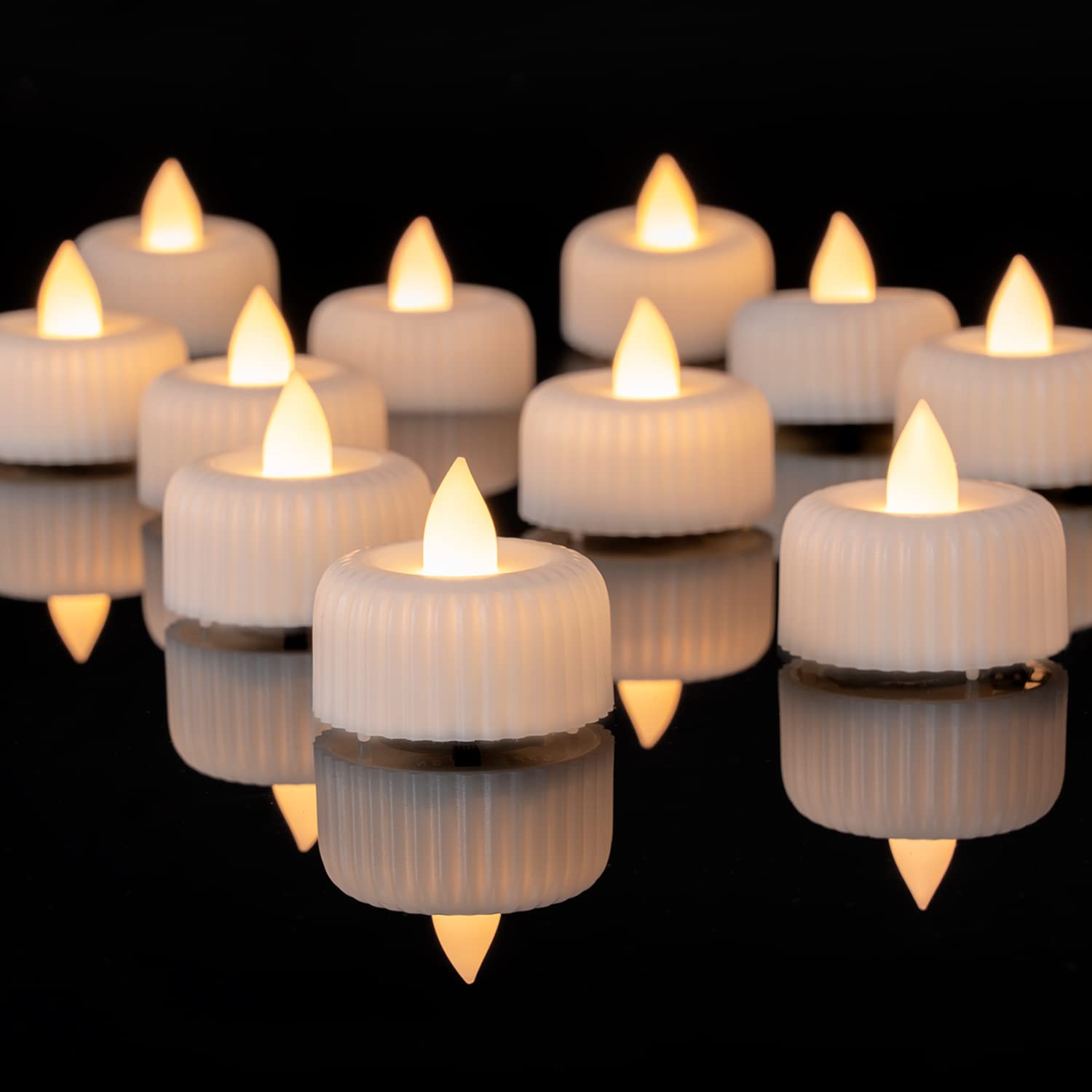 AMAGIC 24 Pcs Tea Lights Candles Battery Operated, New Uparge LED Flamelss  Tea Lights Candles, Fake Candles for Room Home Decor, Dia 3.8cm x H 3.5cm,  Warm White Light, White Base :