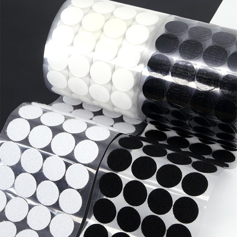 1000-2000 Pares 10/15/20mm Puntos autoadhesivos Cinta de sujeción Transparente for bebés Pegamento Fuerte Pegatina Monedas Redondas Gancho Cinta Adhesiva (Color : 20mm Black, Size : 2000pairs Loop h