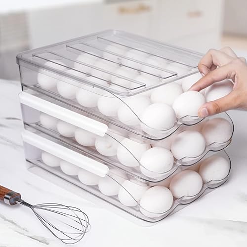 Miniatura 7 de Soporte transparente para huevos para refrigerador, contenedor apilable para huevos, plástico resistente, almacenamiento de 18 huevos, fácil de