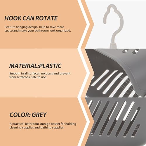 Miniatura 5 de Zerodeko Cesta de almacenamiento de plástico para colgar en el baño, cesta de almacenamiento de baño, organizador de cocina portátil, cesta de