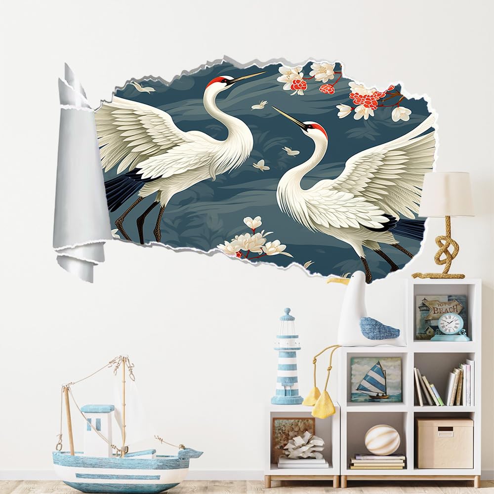 3D Durchbruch Wandtattoo Mädchen Kinderzimmer Kran Wandaufkleber Dekorative Blau Wandsticker für Junge Teenager Zimmer Wohnzimmer Schlafzimmer Wandbilder Deko