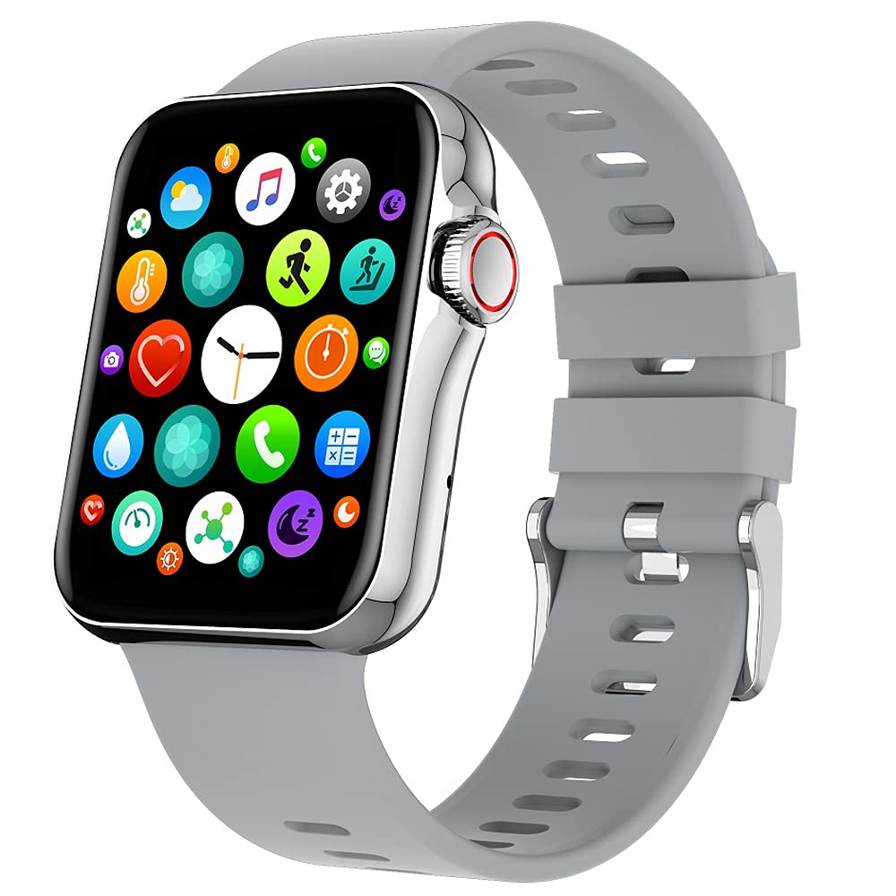 Alpha 2 Bluetooth Calling Smart Watch 1.6" IPS HD Curved Glass Full Touch Display, SpO2, BP & Heart Rate Monitor, Outdoor Sports GPS Tracking, Unique Side Knob Interface Switching, Grey, Modern