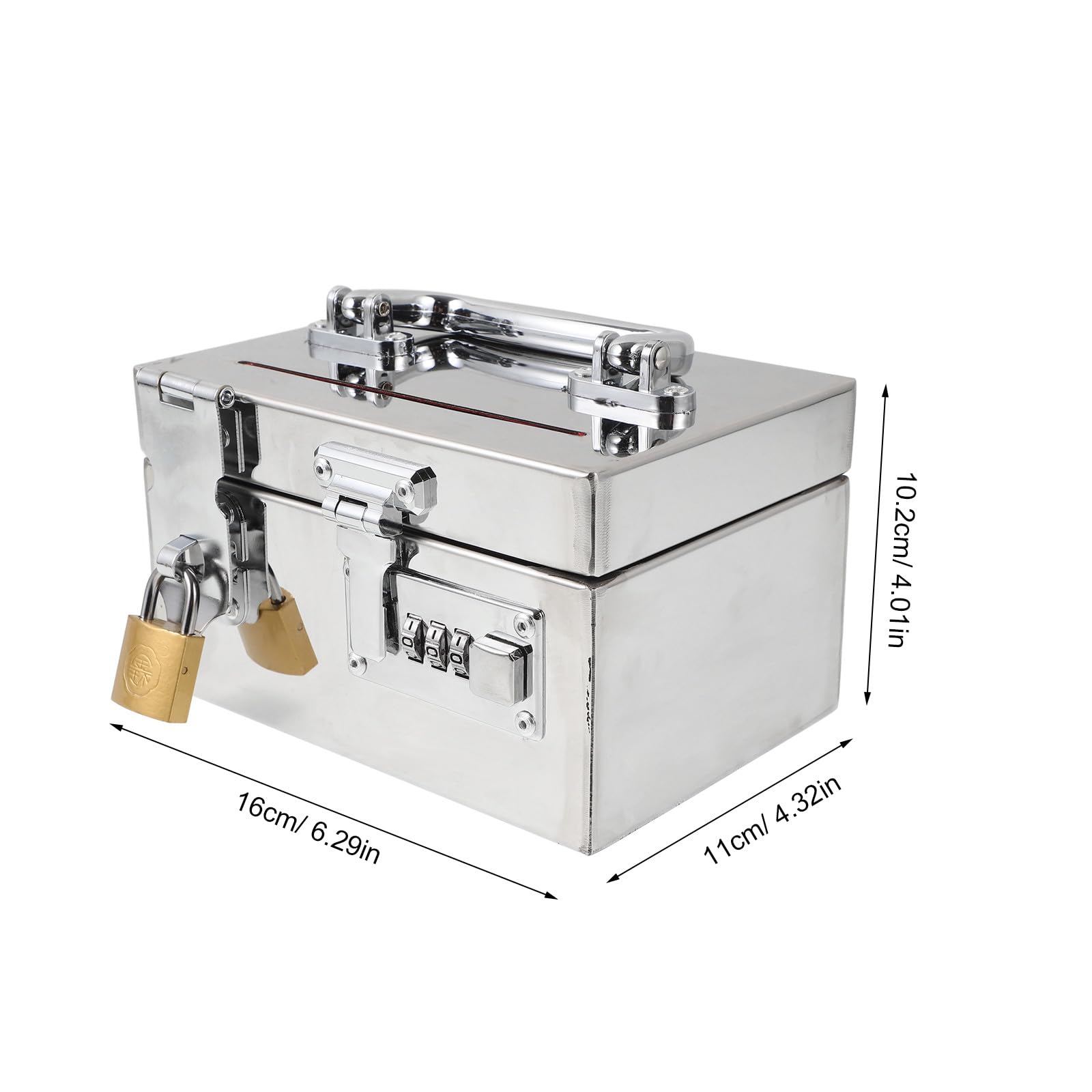 Toyvian Tirelire Carrée en Acier Inoxydable Serrure à Mot de Passe, Incassable et Portable, Boîte à Clés Sécurisée pour Économiser Argenté, pour Chambre ou Anniversaire