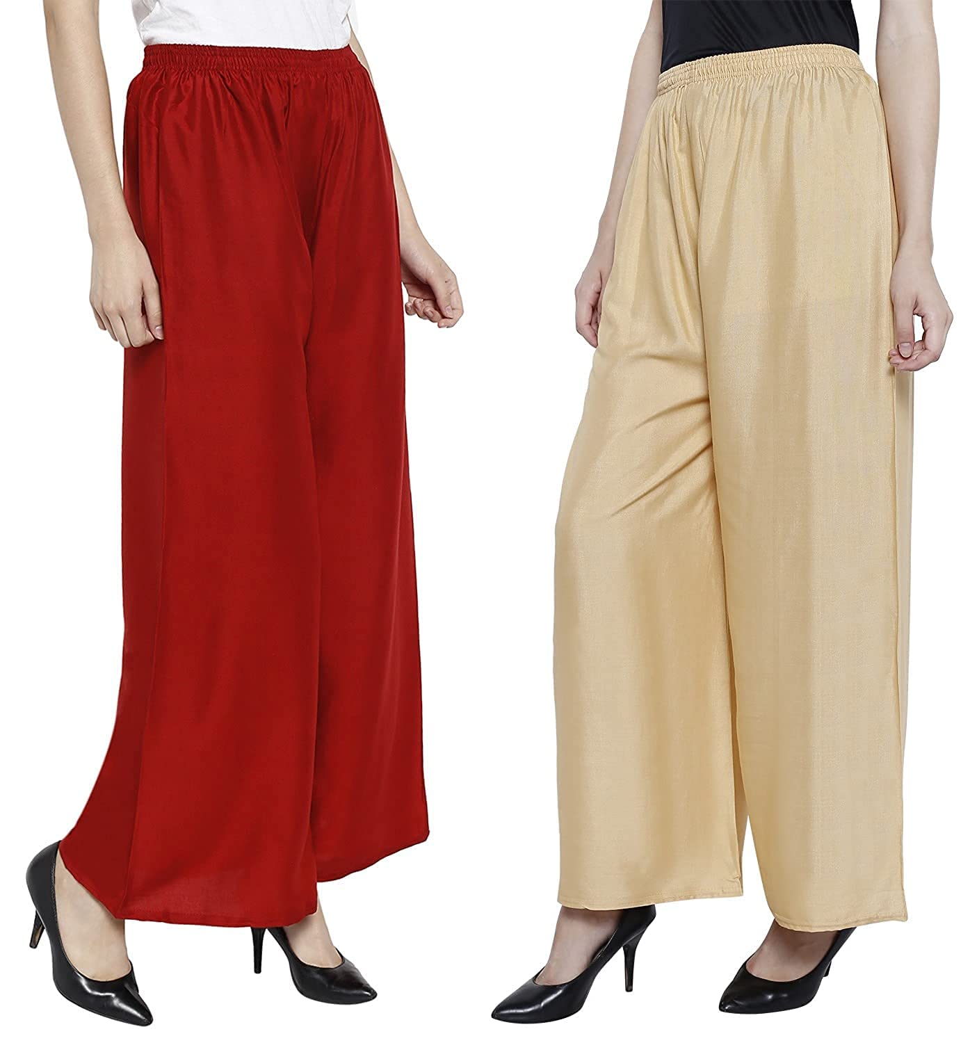 kgn fashion Women's and Girls Cotton Reyon Regular Fit Palazzo Pants/Trouser - Combo Pack of 2-picture-11