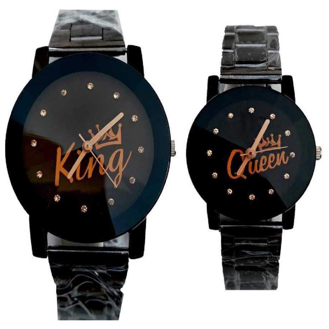 SELLORIA Couple Watches Combo Set of 2 for Gift (King+Queen Chain Black) (B08JKBN2VH) Amazon Price History, Amazon Price Tracker