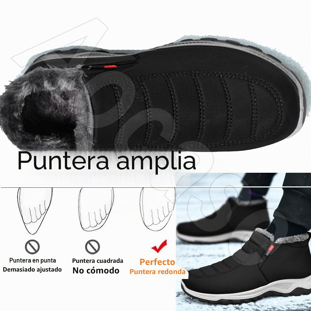 Zapatos Extra Ancho Mujer Invierno Cálidas Zapatos Especiales para Juanetes Mujer de Osteoartritis Zapatos Ancho Especial para Pies Delicados Antideslizantes y Cómodos,Negro,41/255mm