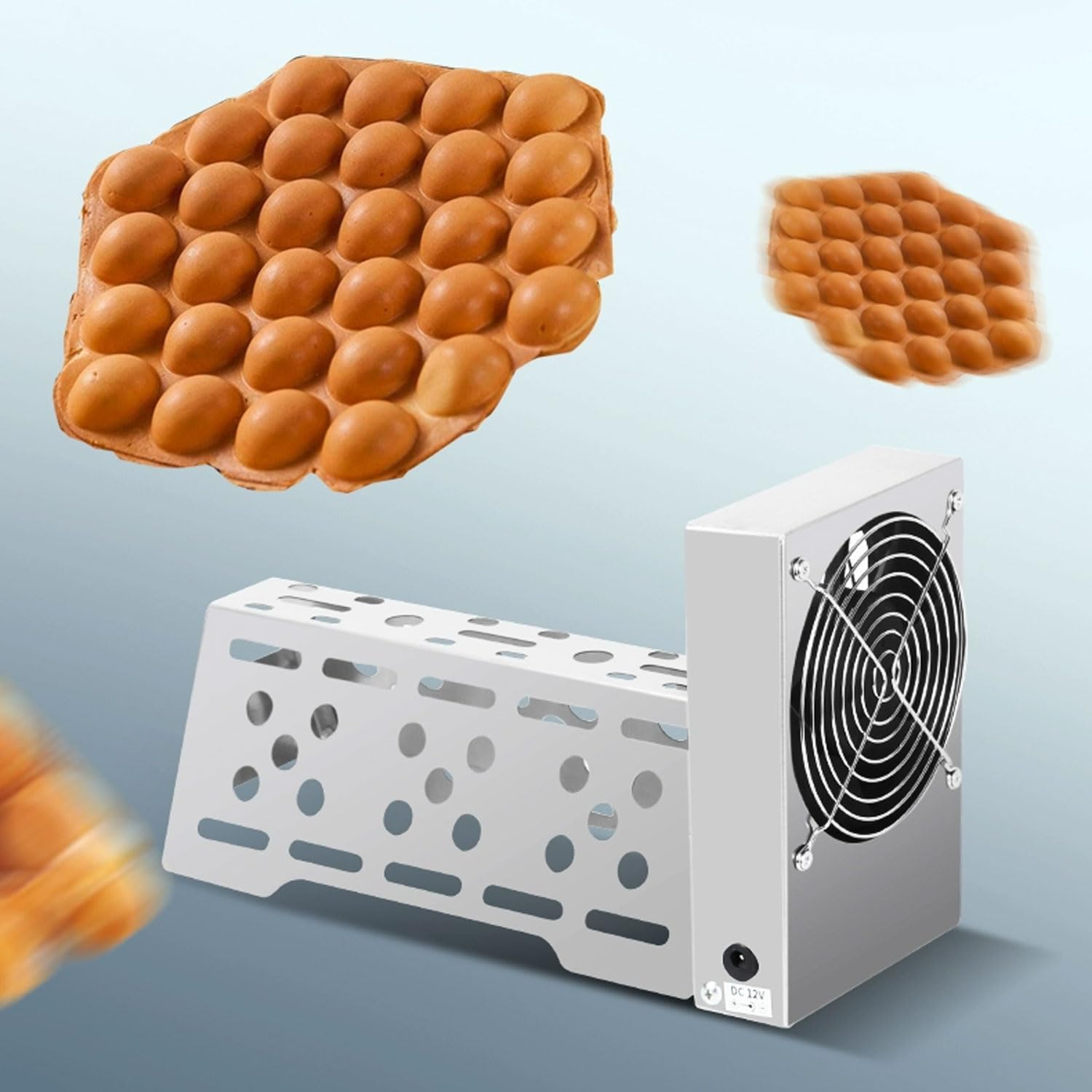 XCSCUK 30W Egg Waffle Blower, Stainless Steel Waffle Cooling and Shaping Dryer, Portable Egg Pancake Cooler,With Automatic Induction,for Snack Bar