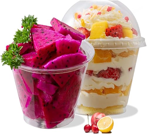 botogift Vasos de plástico transparente de 9 onzas con tapas de cúpula, tazas de postre con tapas (25 juegos), vasos desechables para mascotas con botogift Vasos de plástico transparente de 9 onzas con tapas de cúpula, tazas de postre con tapas (25 juegos), vasos desechables para mascotas con