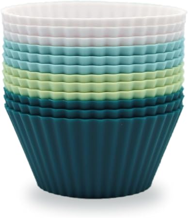 Silicone Baking Muffin Cups 12 Pack, Reusable Cupcake Liners Cake