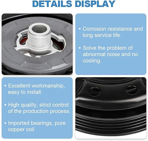 Vista 141 de ECCPP Embrague del compresor del A/C 1997-2001 apto para Ford E-150 E-250 E-350 E-450 AC Compresor Embrague Kit de Ensamblaje de Embrague Conjunto