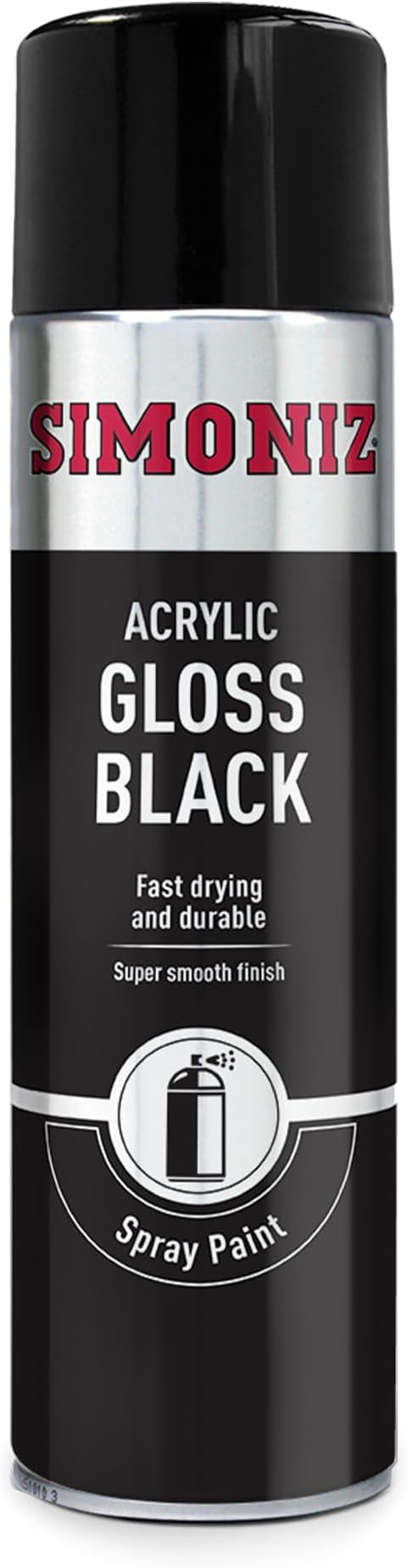 Gloss Black Spray Paint, Easy To Use Black Aerosol Spray Paint For Wood, Metal & Plastic, Perfect Car Paint For Bodywork, Wheels, Around The Home, Fast Drying & Durable Paint, Gloss Black, 500ml